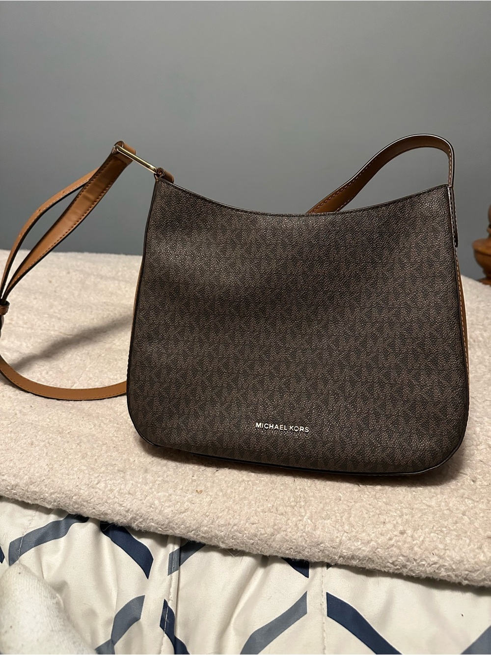 Michael Kors Dark Brown Logo-Print Shoulder Bag